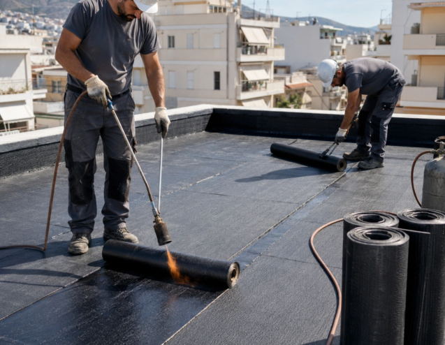 «Στεγάνωση Ταράτσας με Ασφαλτικές Μεμβράνες: Γιατί η Διπλή Στρώση είναι η Καλύτερη Επιλογή»